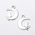 Cat Crescent Moon Metal Charm for Jewelry Making in Antique Silver view 3