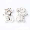 Three Dimensional Sitting Mouse Metal Charm Jewelry Making Component view 6