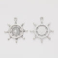 Ship Wheel and Clock Face Metal Charms in Two Antique Finishes view 6