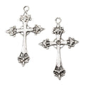 Ornate Fleur Cross Charm in Multiple Metal Finishes for Jewelry Making view 6