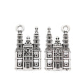 Cathedral Charm with a detailed twin-tower cathedral facade in Antique Silver view 3