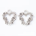 Floral Heart Charm Openwork Metal Pendant in Three Finishes view 8