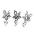 Antique Silver Butterfly and Flower Branch Charm Pendant view 3