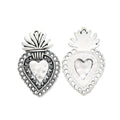 Antique Silver Flaming Sacred Heart Metal Pendant Charm view 3