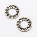 Antique Metal Round Chain Link Connector With Textured Detail, 2 Finishes view 5