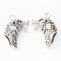 Wolf Head Charm Sculpted Metal Pendant in Two Finishes view 6