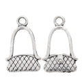 Vintage Style Metal Quilted Handbag Charm in 2 Metal Finishes view 6