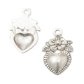 Floral Framed Heart Metal Charm in 4 Finishes for Jewelry Making view 9