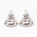 Seated Laughing Buddha Charm in Antique Bronze and Silver Tone view 6