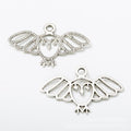 Wide Winged Owl Charm in Antique Bronze and Silver Tone view 5