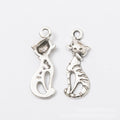Striped Sitting Cat Metal Charm in Four Metallic Finishes view 9