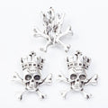 2-Finish Crowned Skull And Crossbones Metal Jewelry Components for Crafts view 6