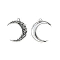 Patterned Crescent Moon Silver Tone Metal Charm for Jewelry Making view 3