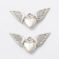 Winged Heart Textured Metal Charm Pendant For Jewelry Making view 6