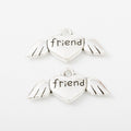 Antique Bronze and Silver Friend Heart with Wings Charms view 6