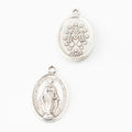 Oval Religious Figure Medal Charm In Antique Bronze and Antique Silver Metal Finish view 6