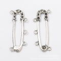 Multi Loop Safety Pin Brooch Bases in Two Antique Finishes view 6