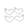 Open Heart Outline Charm in Antique Silver Tone Jewelry Making Component view 3