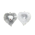 Radiating Heart Metal Charm with Raised Center in Silver Tone view 3