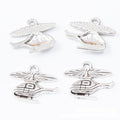 Side View Helicopter Metal Charms in Two Antique Finishes view 7