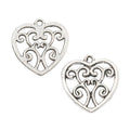 Open Scrollwork Heart Charms in Three Metal Finishes view 7