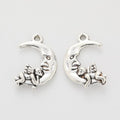 Crescent Moon and Cherub Metal Charm in Two Antique Finishes view 6