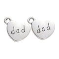 Dad-Engraved Heart Metal Charm Pendant in 3 Finishes for DIY Jewelry view 8