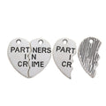 Partners In Crime Split Heart Metal Charm in 2 Finishes view 6