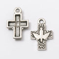 Dove Cross Metal Charm In 2 Finish Options for Jewelry Making view 6