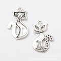 Stylized Cat Charm Alloy Jewelry Making Component in 4 Finish Options view 9