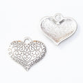 Antique Double Sided Filigree Heart Metal Charms Jewelry Findings view 6