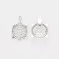 Round Turtle Frame Charm in Antique Silver for Jewelry Making view 3
