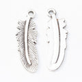 Engraved Feather Metal Charm in Three Antique Finishes view 8