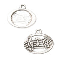 Vintage Style Metal Oval Music Staff Charm in 2 Metal Finishes view 6