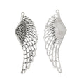Detailed Feathered Wing Pendant Charm in Antique Silver view 3