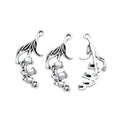 Trumpet Flower Metal Charm with Curved Petals in Silver Tone view 3