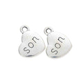 Son-Engraved Heart Metal Charm Pendant in 3 Finishes for DIY Jewelry view 8