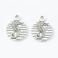Round Seahorse Metal Charms in Antique Bronze and Silver view 6