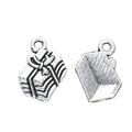 Striped Gift Box Charms in Antique Bronze Gold and Silver view 8
