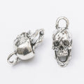 Three-Dimensional Skull Metal Charms in Two Antique Finishes view 6