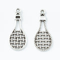 Woven Face Tennis Racket Charm In Antique Bronze and Antique Silver Metal Finish view 6