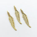 Slender Feather Metal Charms in Six Antique Finishes view 10
