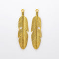 Long Feather Charm Pendants in 6 Metal Finish Options view 10