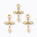 Trefoil Tip Cross Metal Pendant Charms in 6 Distinct Finishes view 9