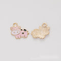 Cartoon Cow Enamel Metal Charm in Four Colors Jewelry Component view 7
