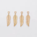 Slender Feather-Shaped Metal Charm Pendants in 5 Finishes view 6