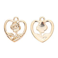 Rose Inside Heart Metal Charm Pendant in Six Finishes view 9