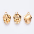 Vintage Finish Metal Baseball Glove Charms in 7 Style Options view 11